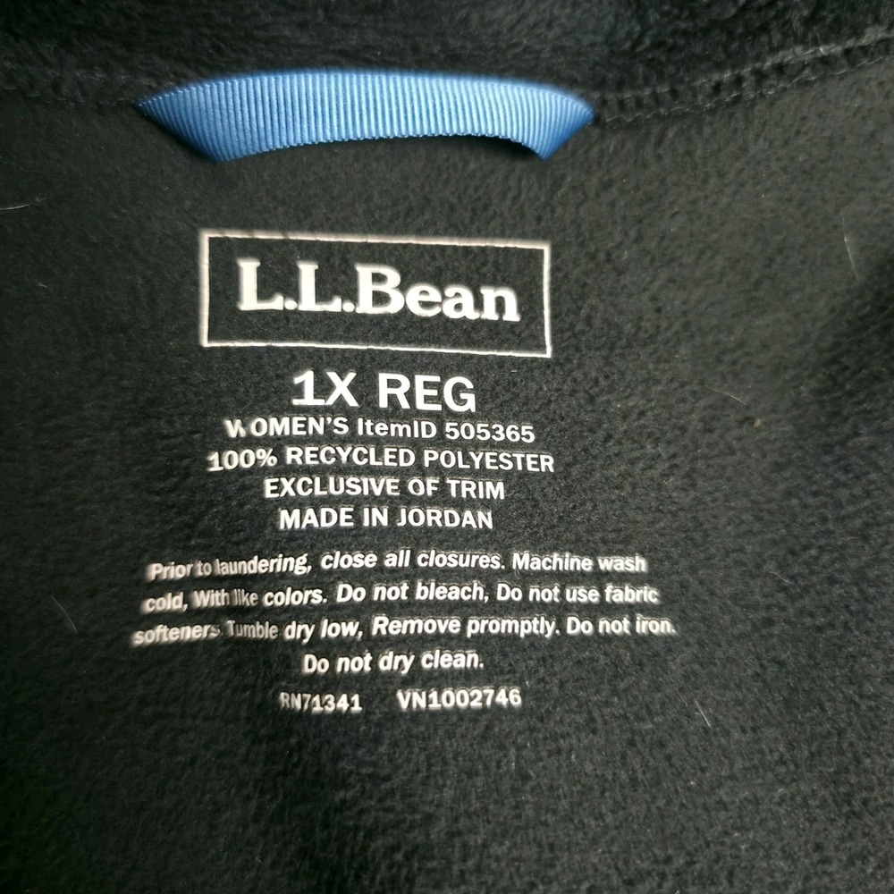L.L. Bean Fleece Jacket Women 1X Black Full Zip Soft Plush Mock Neck Comfort - Picture 8 of 12